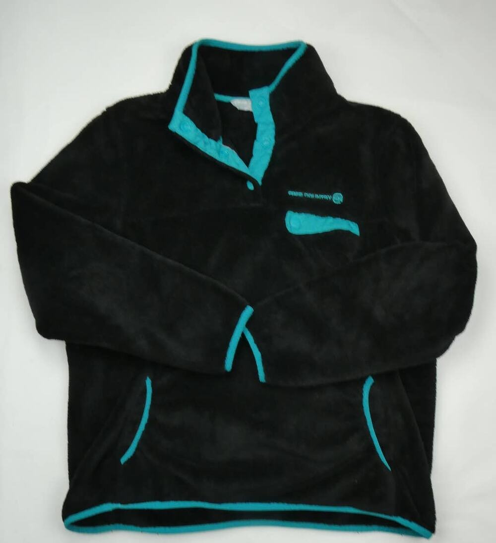 Free Country girl's XXL, women's medium fleece 1/4 button outerwear top, black